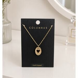 Columbus Gold Plated Heart Pendent Necklace New